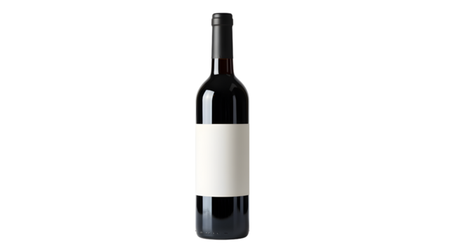 Premium Red Wine Bottle with Blank White Label for Custom Branding and Vineyard Mockups transparent background - Powered by Adobe