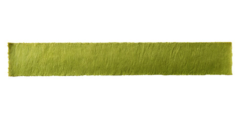 Green textured paper strip with rough edges on transparent background