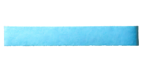 Rough edge cyan blue paper strip banner on transparent background