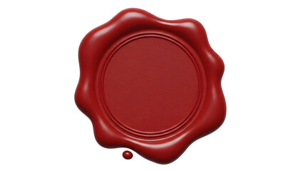 Classic round red wax seal stamp with a blank center for historical documents letters and authentic branding labels transparent background