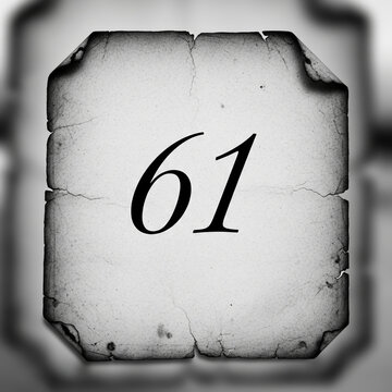 Old number sixty one on cracked paper background  vintage style