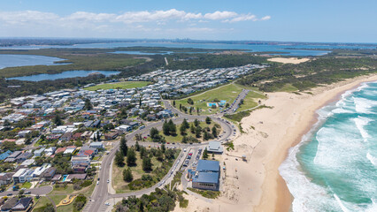 The Southern Sydney suburb of Cronulla showing  Botany Bay in the background and Wanda beach.