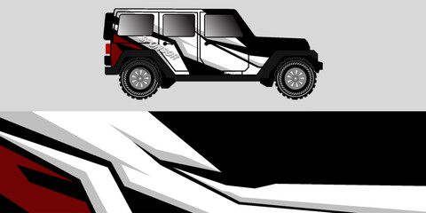 Racing car graphic. Truck wrapping background. Vehicle branding vector design. Transport race auto, sport and speed cab, trunk automobile illustration