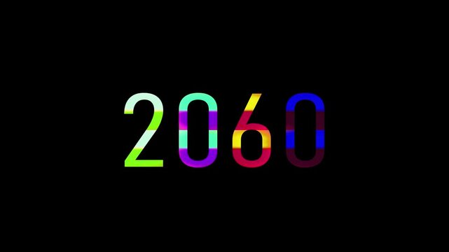 Futuristic 2060 neon sign with colorful gradient effect on black background for tech and futuristic projects