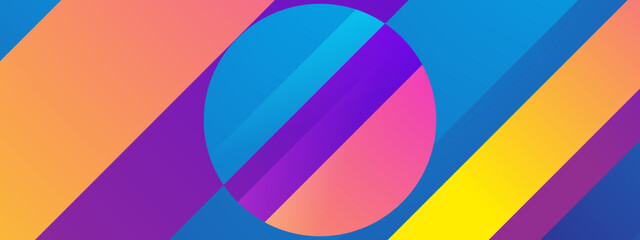 Obraz premium Bold abstract background featuring geometric diagonal stripes and a central circular element with vibrant contrast colors