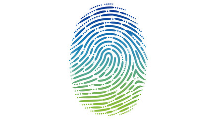 Gradient Fingerprint blue green isolated on a transparent background