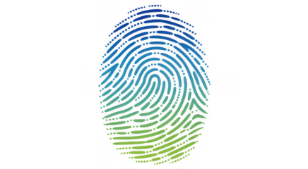 Gradient Fingerprint blue green isolated on a transparent background