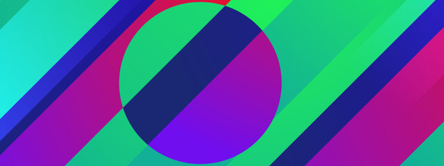 Obraz premium Parallel diagonal stripes with central disc in vibrant neon tones