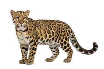 Ocelot Wild Cat Standing Isolated on White Background