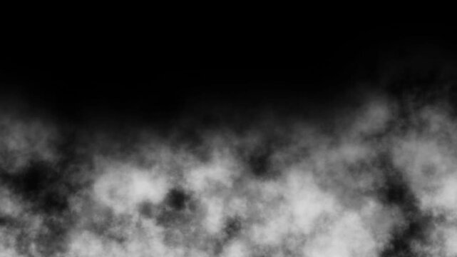 White smoke moving on black background. Night scene with fog effect for overlay stock video. cloud smoke concept. 