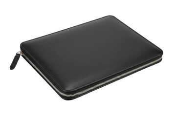 Professional Black Leather Zippered Portfolio Organizer for Business Documents