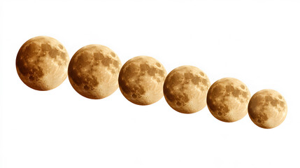 Fototapeta premium image shows the cycle of the moon, each phase is depicted sequentially, showing the full moon gradually decreasing
