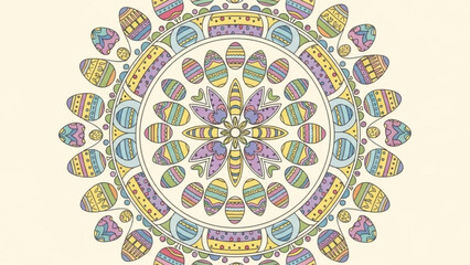 Colorful Mandala Pattern with Floral Motifs and Vibrant Colors