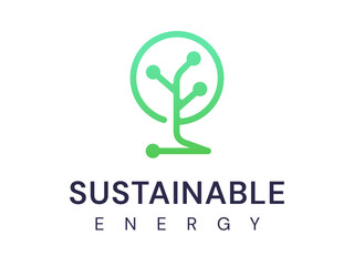 Sustainable Energy logo vector illustration design with Digital Eco Tree circle shapes smart Green energy technology concept for renewable energy, ui, AI Technology, clean energy, future of technology
