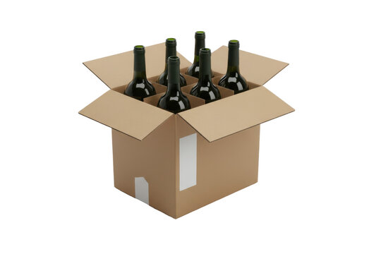Six Pack of Wine Bottles in Cardboard Box