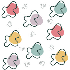 Line art brush abstract decorative pattern solid white background