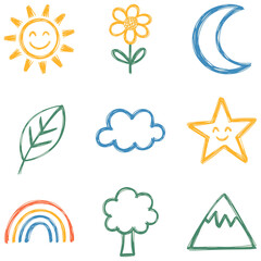 Colorful Kids Chalk Drawing Doodles