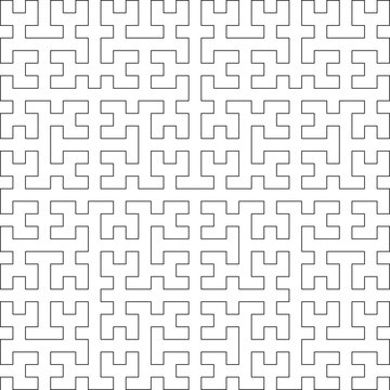 Hilbert curve seamless pattern, geometric maze line art background