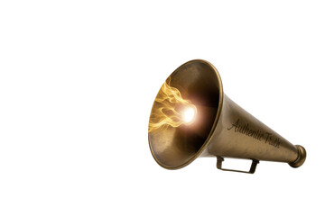 Vintage Megaphone Emitting Golden Energy and Light