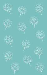 Tree botanical eco theme pattern vertical solid blue  wallpaper background