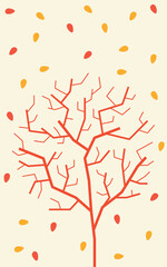 Tree botanical eco theme pattern vertical pastel peach wallpaper background