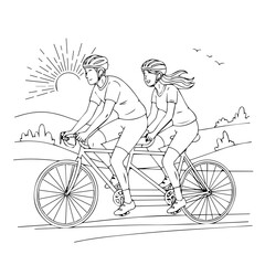 Couple enjoying a bike ride Vector