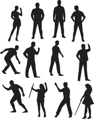 Set of people standing silhouette vector on white background