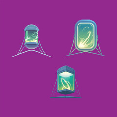 Sci Fi Power Core Chamber Vector Illustration With Neon Energy Fluid