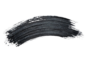 Abstract iridescent wave pattern isolated on transparent background. Dark mascara brush stroke isolated on white background.