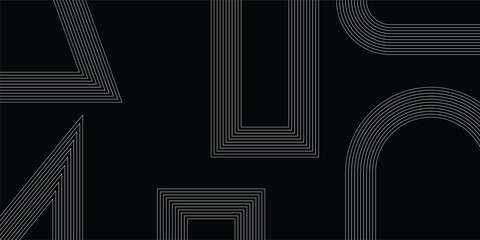 Dark Aesthetic Minimalist Geometric Wireframe Shapes Abstract Background with Gray Outlined Frames