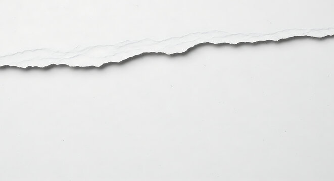 Torn paper edge with rough tear line and white background