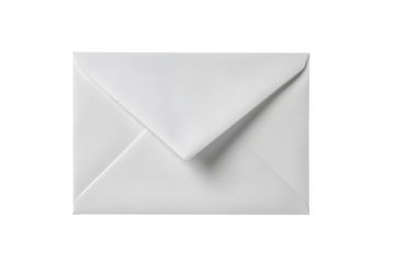 White square envelope isolated on transparent background. White envelope with folded flap ready for mailing isolated on white background.