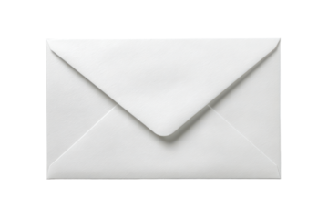 White envelope isolated on transparent background. Classic white envelope for correspondence and mail isolated on white background.