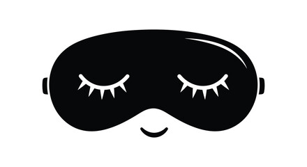 Obraz premium A simple black sleep mask with detailed eyelash cutouts and a gentle smile presented as a striking silhouette high quality professional