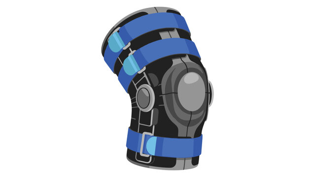 Adjustable knee brace support illustration for orthopedic rehabilitation, sports injury management and medical supply catalog procurement records