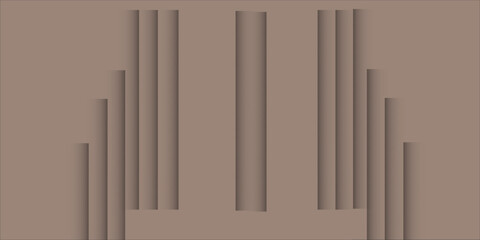 Obraz premium Abstract Minimalist Geometric Background with Vertical 3D Shapes in Neutral Brown Tones