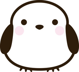 つぶらな瞳のシマエナガ：冬の妖精のシンプルなベクターイラスト