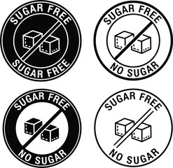 Sugar free no sugar badges icons set diabetic healthy diet food labels vector vector