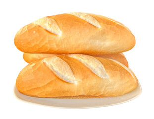 Banh mi vietnam. Vietnam street food. Vietnamese traditional bread for the breakfast. Freshly baked baguette isolated.