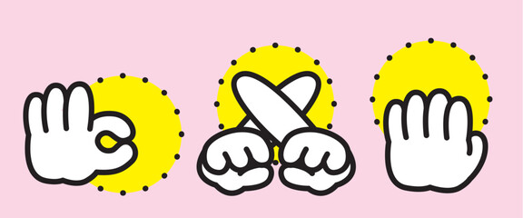 POP Hand Sign Icon Set (color)– 資料作成用 OK・NG・挙手 ポップハンドサインアイコン集(カラー)  © Nidai