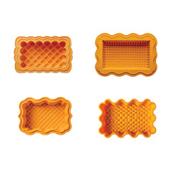 Baking waffle mold tray vector minimal top view cooking concept