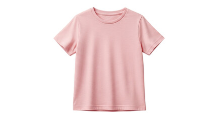 A front view of a blank cotton tee template featuring a casual red and pink t-shirt isolated on white as high-quality fashion apparel for garment design and textile clothing wear
