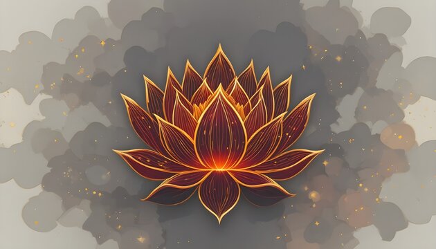 Lotus flower line art Vesak Day vector illustration spiritual Buddhist symbol transparent background EPS design
