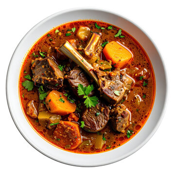 Hunkar begendi, sultan's delight with smoky eggplant and lamb, isolated on white background, a classic turkish dish
