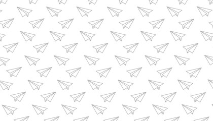 Paper Airplane Seamless Pattern Outline Minimal Line Art Background
