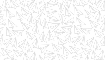 Paper Airplane Seamless Pattern Outline Minimal Line Art Background