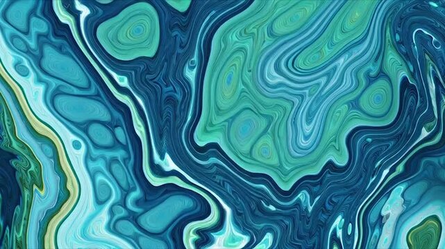 Abstract Blue Green Marble Liquid Art Background.