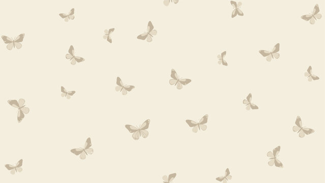 A simple and delicate seamless pattern with small, soft-toned butterflies scattered on a light beige background for a gentle design.