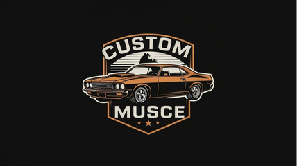 Obraz premium Vintage Custom Muscle Car Emblem Logo Design.