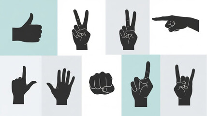 Collection of Hand Gestures Silhouettes.